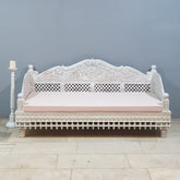 Mughal Garden Hand Carved Balinese Daybed White 190X95X90 cm